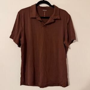 Proof 72 Hour Merino Polo Shirt Wool Blend Short Sleeve Polo Brown Size Large